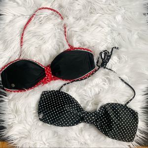 Volcom Polka Dot Bikini Tops Black Red Swim